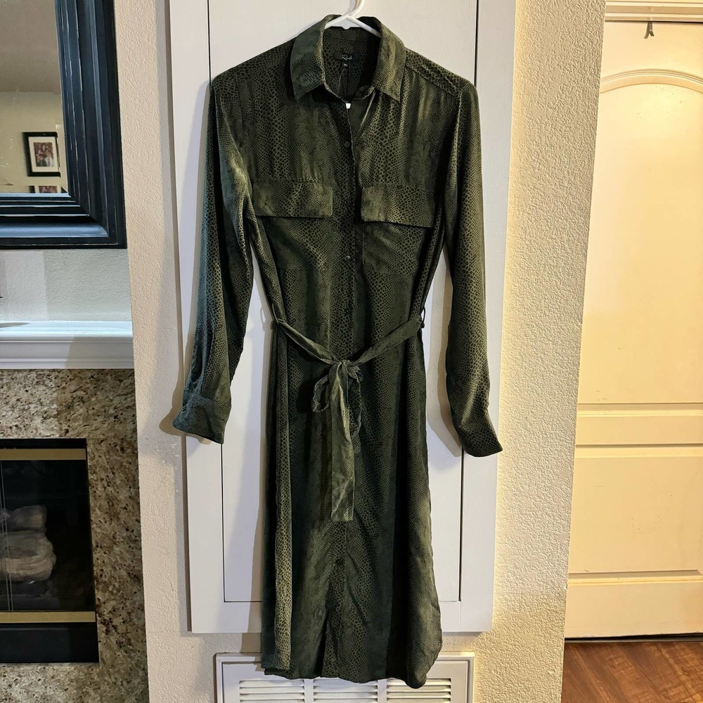 Rails Alix Python-Print Silk Tie-Waist Dress Size… - image 5